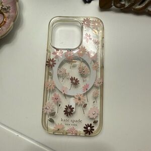 Kate Spade Pink and Brown Floral Phone Case with Ring Holder